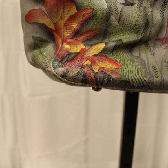 Anuschka Gray and Pink Flamingo Shoulder Bag - Picture 9 of 13